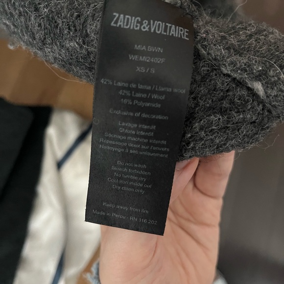 ZADIG alpaca wool cardigan, color block in grey and dark grey - Picture 3 of 3